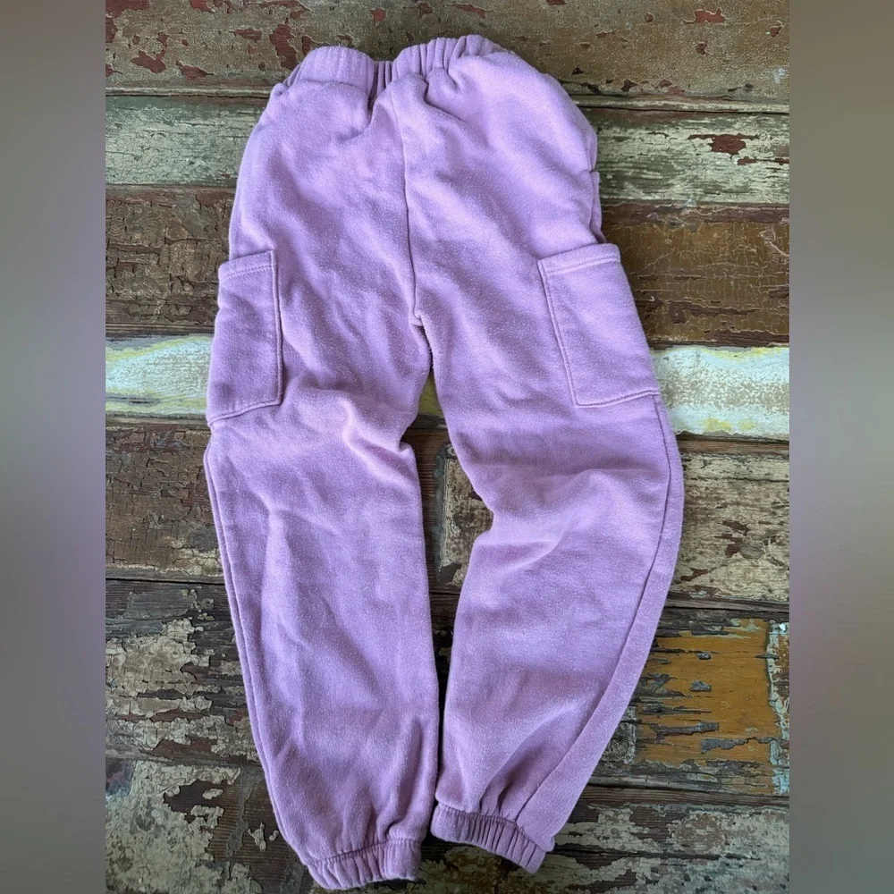 Girls Roxy Pink Purple Striped Top and Sweatpants Joggers Matching Set | Size 5
